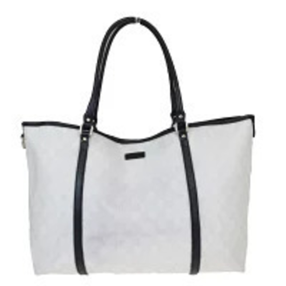 Gucci GG Supreme Joy Tote Bag leather rolled handles white
